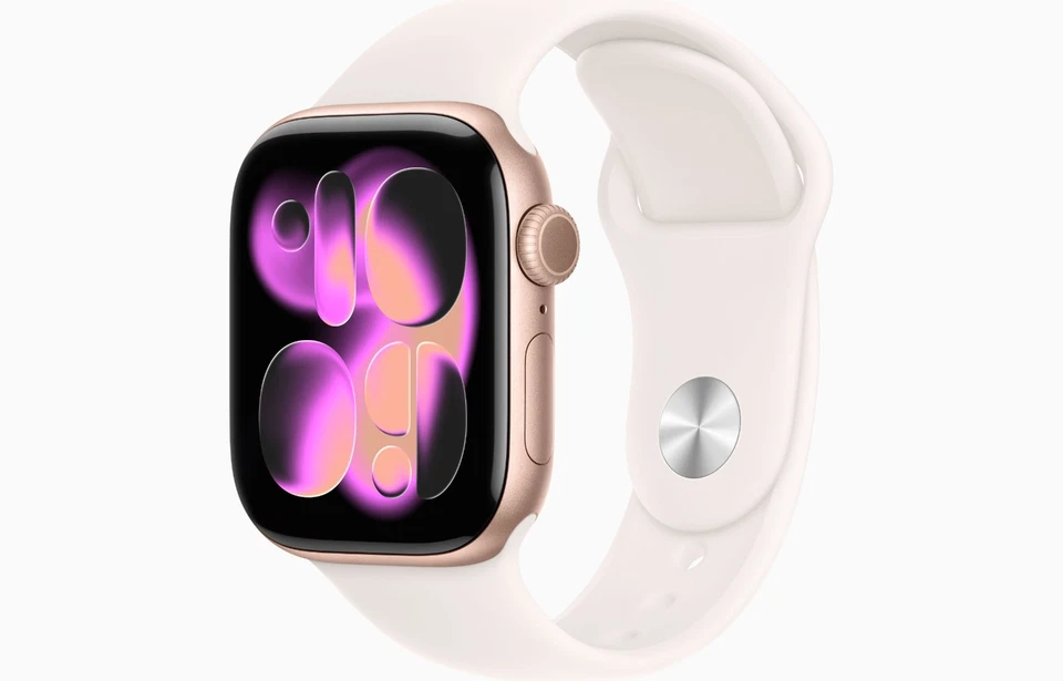 Apple Watch Series 11 (2025) GPS 42mm Cassa Oro Rosa Cinturino Fard S/M MEU04 - Immagine 2 di 4