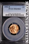 1951-D Lincoln Wheat Cent-PCGS MS 65 RD Choice Gem BU No Reserve #SLL316