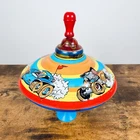 VTG Tin Litho Ohio Art Toy Stationery 8.5 Inch Racing Cars Spinning Top