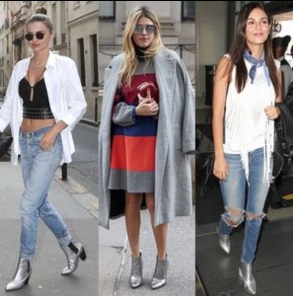 Silver ankle store boots outfit