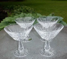 Set 4 Vtg WATERFORD CRYSTAL Rosslare Star-Cut Champagne Sherbet Stemware IRELAND