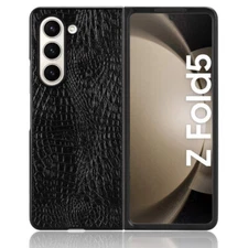 Luxury Crocodile Leather Slim Case For Samsung Galaxy Z Fold Screen Protector