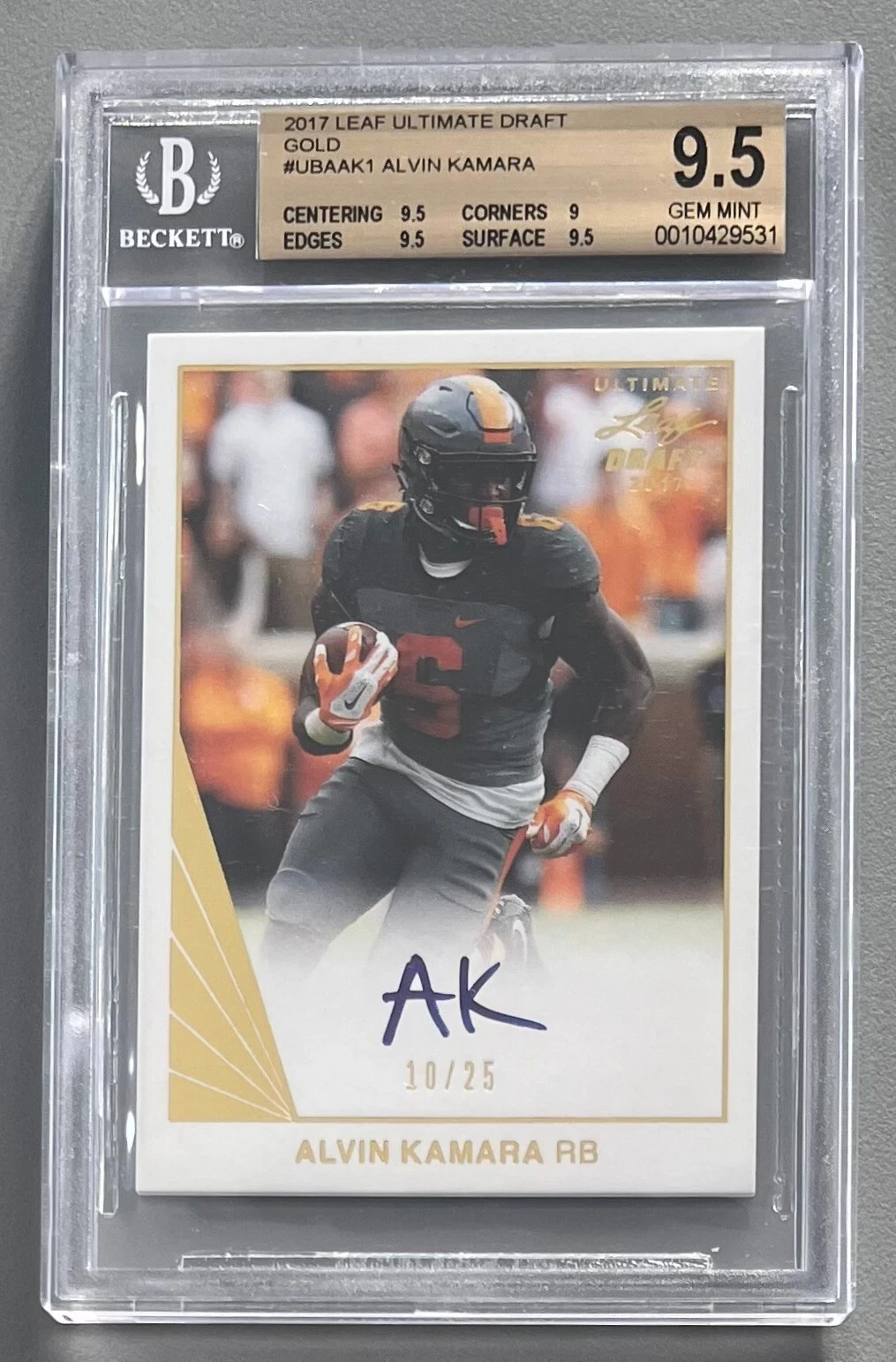 Alvin Kamara Leaf Ultimate Draft Autographs #AK1 Gold Spectrum