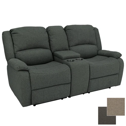 Charles 70" Cloth Double RV Wall Hugger Recliner Sofa Couch With Console Fossil