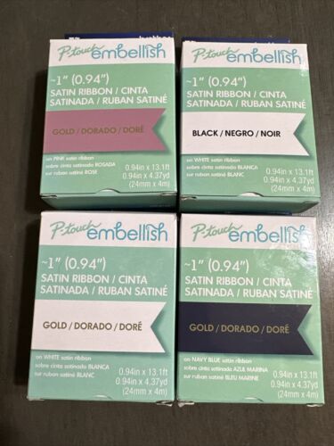 Brother P-Touch Embellish Satin Ribbon - 1” (0.94”) NEW-LOT OF 4 Assorted