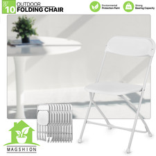 10 Pack White Foldable Chair STEEL FRAME Portable Commercial Event Plastic Seat