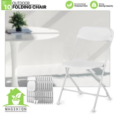 10 Pack White Foldable Chair[STEEL FRAME]Portable Commercial Event Plastic Seat