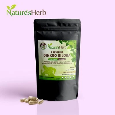 NATURES HERB Ginkgo Biloba Capsules 2400mg Blood Circulation, Memory Cognitive Ginko Gingko