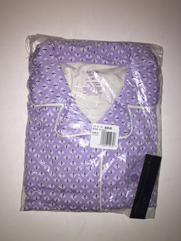 Camisa para dormir APT.9 para mujer tejida cuello muesca manga 3/4 "PURPLE DITSY" M NUEVAS etiquetas Foto 2 de 4