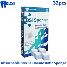 DSI Hemostatic Sponge Dental Absorbable Sterile 32pcs Gelfoam Hemocollagene