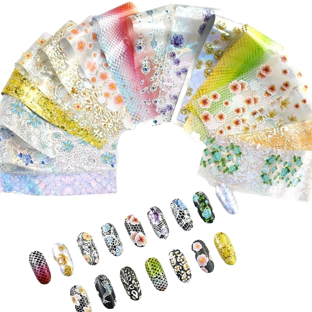 Herramientas para decorar uñas holográfico de flores