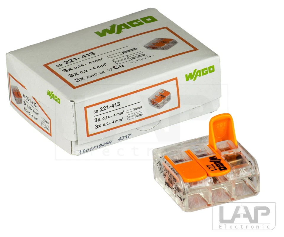 Wago 221-413 Klemmen Dosenklemmen Hebelklemmen Klemme 5-100 Stück