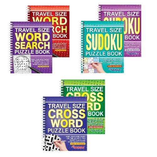 Travel Size Puzzle Books Word Search Sudoku Or Cross Word Spiral Bound Over 100