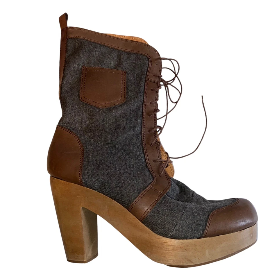 Botas Rachel Comey Mujer 10 Cuero Plataforma Tacones Encaje Steampunk Artístico Gótico Foto 2 de 4