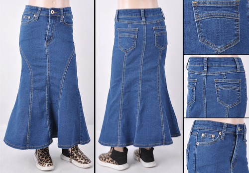 New Little Girls Denim Skirt Color skirt stretch fabric Size 4/6 #RK-6-C - Picture 8 of 30