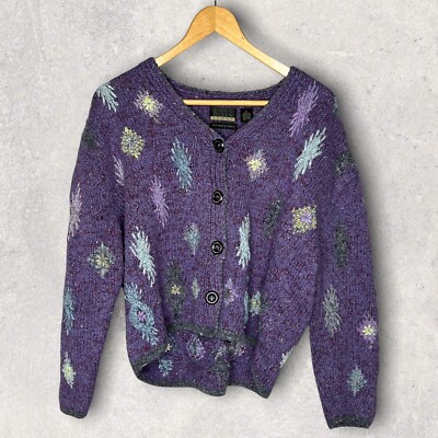 purple chunky knit cardigan