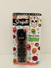 Scripto Premium Quality Lighter *Colorful Skull Design* (Adjustable Flame)