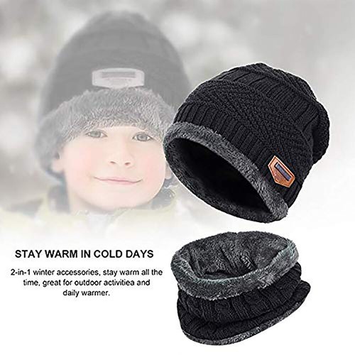 2 in 1 Winter Warm kids Baby Knitted Beanie Cap Boy Girl Soft Hat Scarfves Child - Picture 8 of 17