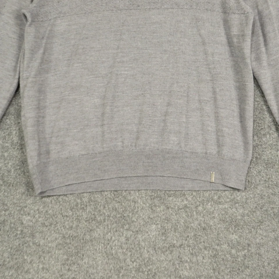 Suéter masculino Calvin Klein extra grande cinza manga longa 1/4 zíper gola tricô - Imagem 3 de 4