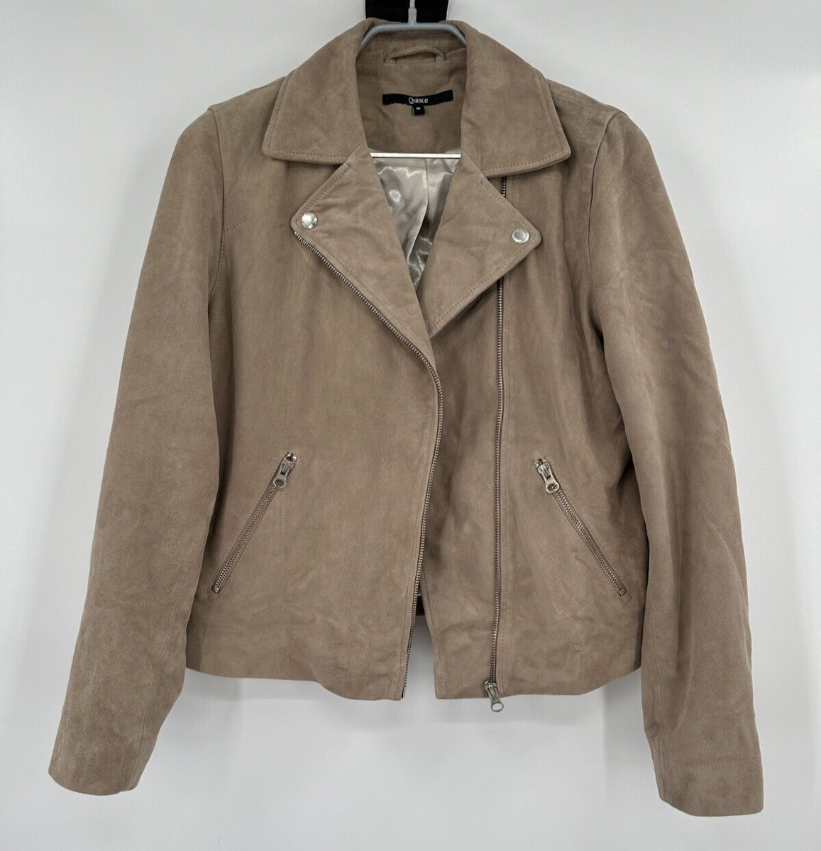 Quince Women's Sand-Tan Suede Motorcycle Jacket sz M Goat Quince Women's Sand-Tan Suede Motorcycle Jacket sz M Goat