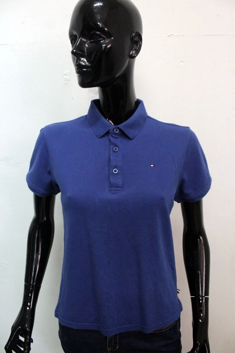 Polo Tommy Hilfiger Femme Taille XS Bleu T shirt Femme Logo Coton
