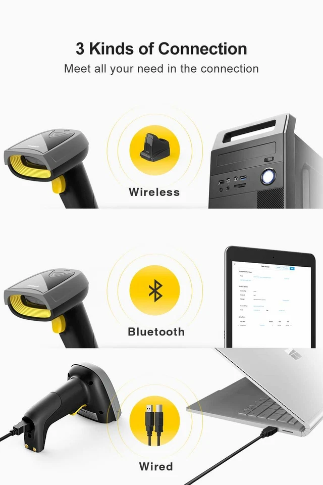 Inateck 1D/2D Bluetooth Barcode Scanner Wireless mit intelligenter Ladestation - Bild 4 von 4