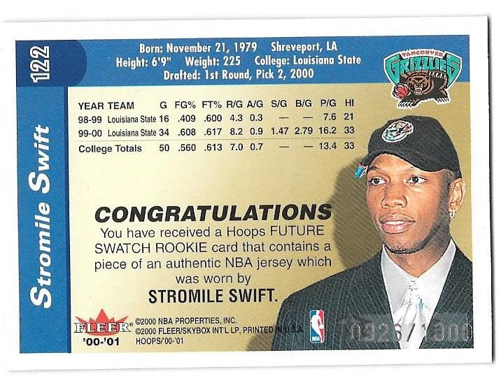 Lot of 4 2000-01 Hoops Hot Prospects Future Swatch Rookies - Swift Mihm Collier - Image 2 of 4
