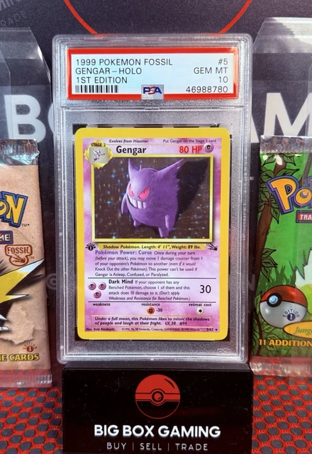 1999 Pokemon 1st Edition Fossil Gengar PSA 10 Gem Mint Perfect #5 👻 POP - 181