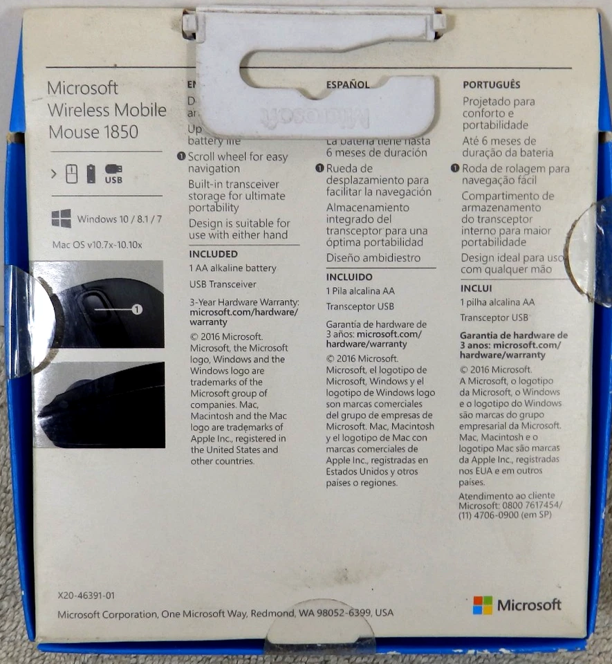 Microsoft - ‎U7Z-00001 - Wireless Mobile Mouse 1850 - Black NEW IN BOX  - Image 2 of 3