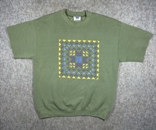 Vintage 90s Lee Sweatshirt Mens Large USA Made Green Geometric Graphic Crewneck