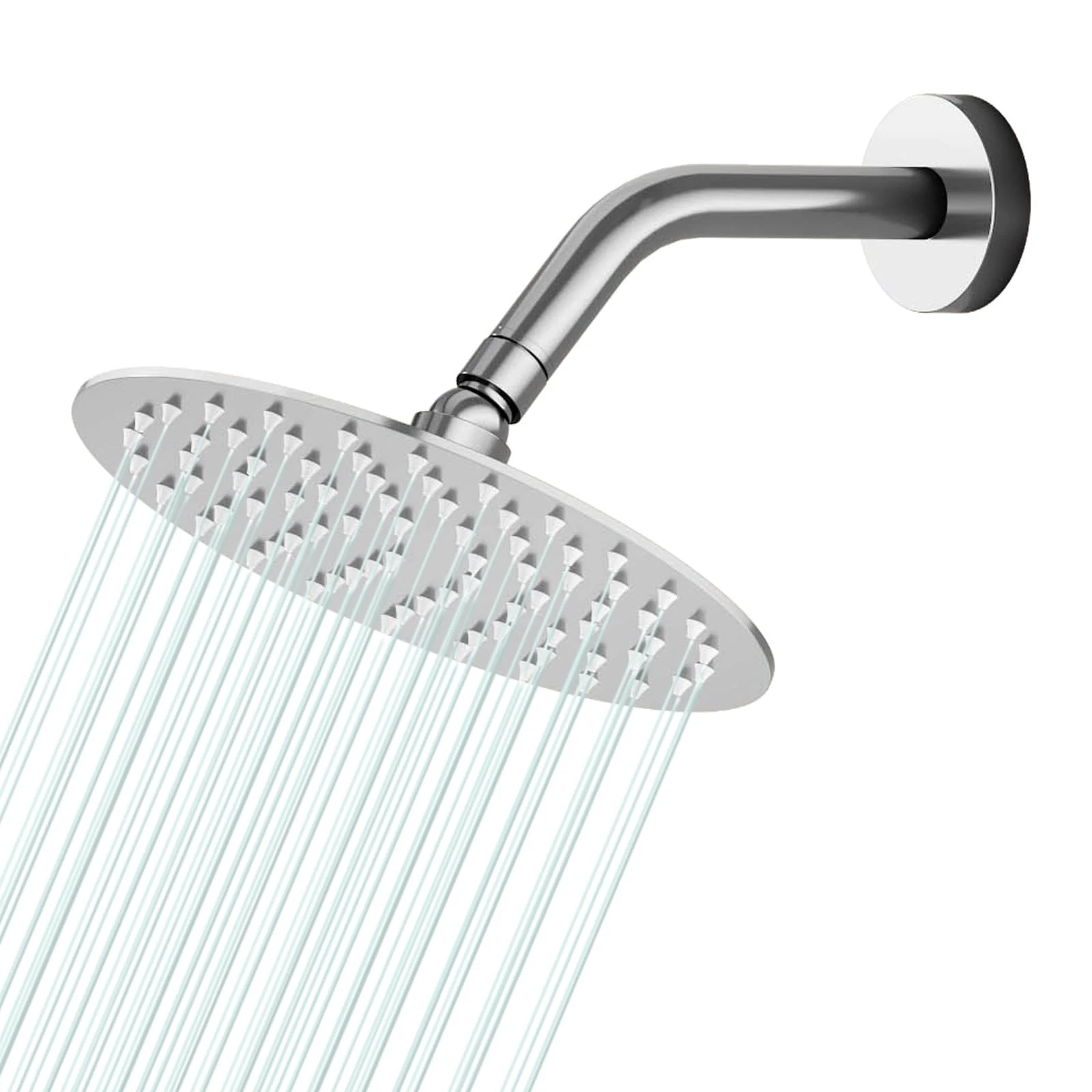 6" Round Rain Shower Head, High Flow Stainless Steel, High Pressure Chrome Finis