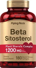 Piping Rock Beta Sitosterol Supplement 1200mg 180 Softgels Plant Sterols Complex