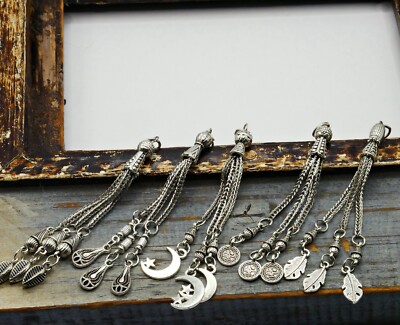 NELLYS  2 Anhänger Quaste Tassel Metall Metallperlen Modellauswahl  8cm silber