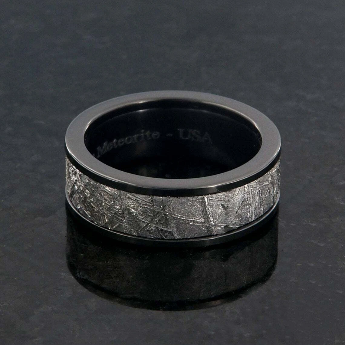 Black zirconium 2024 meteorite ring