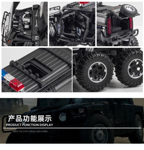 1:32 Hummer Police Car Alloy Car Model Diecast Toy Vehicle Sound Light Collect - Picture 6 of 19