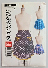 See & Sew Pattern 5411 Misses Half Apron Two Styles Size  S-XL, 8-22 UNCUT