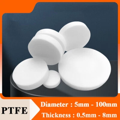 PTFE Plastic Solid Discs Flat Round Pad Sealed Cushioning Corrosion Resistance - Image 1 of 4