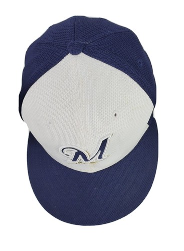 Mke Brewers New Era 59Fifty Baseball Cap Fitted Sz 7 White Blue Gold Logo MLB - Picture 9 of 16