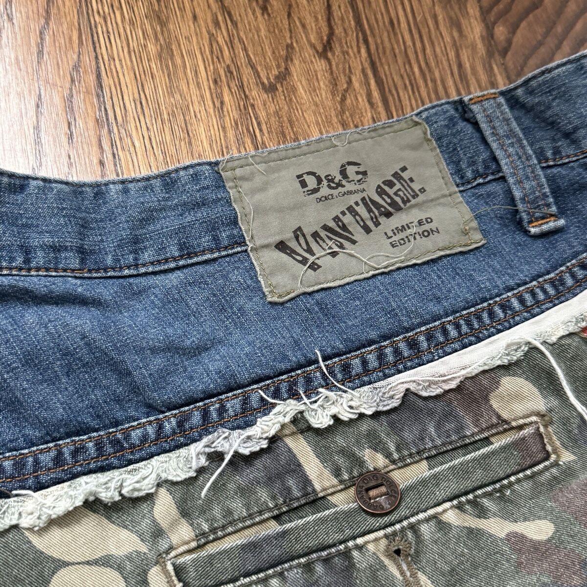 D&G By Dolce & Gabbana Denim Camo Vintage Distressed Jean D&G By Dolce & Gabbana Denim Camo Vintage Distressed Jean