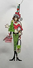 Sassy Girl Deck the Halls Shopping Sunset Vista Designs Metal Hanging Ornament