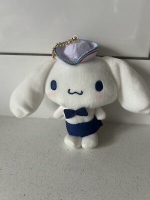 Sanrio Smiles Cinnamoroll Plüschtier Puppe mit Schlüsselanhänger Schürze Hut 2019 Japan 5 Zoll