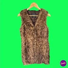 ATMOSPHERE Women's Faux Fur Waistcoat Vest, True Vintage, Plush Brown, UK 10