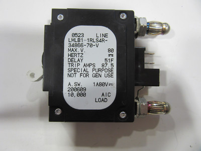 Airpax Sensata LMLB1-1RLS4R-34866-70-V Bullet Breaker 1P 70A 80VDC NEW!!!
