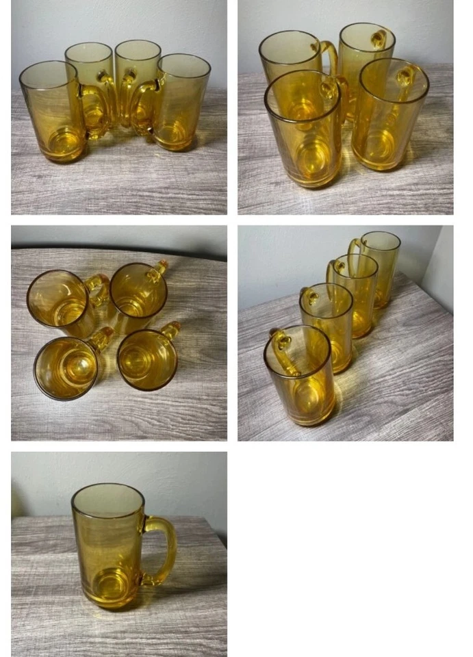 Juego de 4 tazas de té heladas vintage de vidrio ámbar de 16 oz de cerveza Foto 2 de 2
