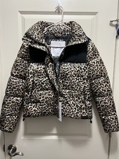 Kendall + Kylie Topeka Leopard/black Puffer Jacket Size Medium Nwt