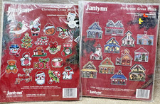 2 Janlynn Christmas Cross Stitch Ornaments Kits Reindeer Santa Snowman Joy House