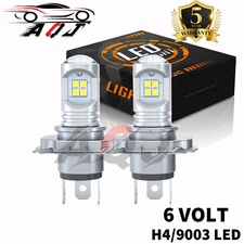 2Pc 6V H4 LED Motorcycle Headlight Bulb High Low Beam Motorbike White Lamp 6Volt