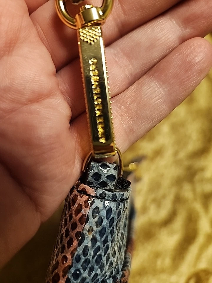 Aimee Kestenberg Blue Snake Skin Print Leather Strap Clutch Bag - Image 4 of 4