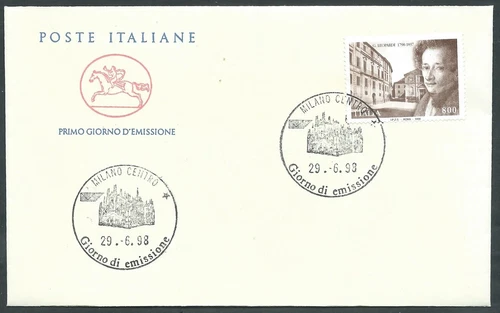 1998 ITALY FDC LEOPARD HORSE NO ARRIVAL STAMP - CG