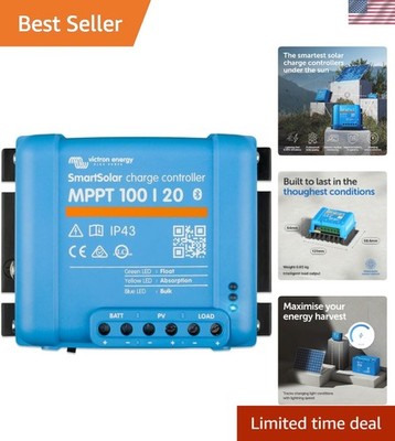 High Efficiency Bluetooth Solar Charge Controller - 100V, 20 Amp Capacity